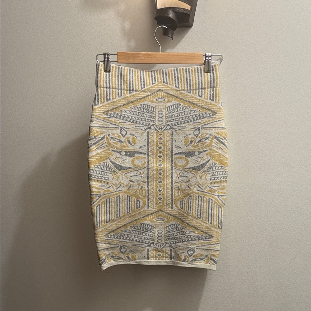 Yellow and Gray Patterned Skirt